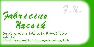 fabricius macsik business card